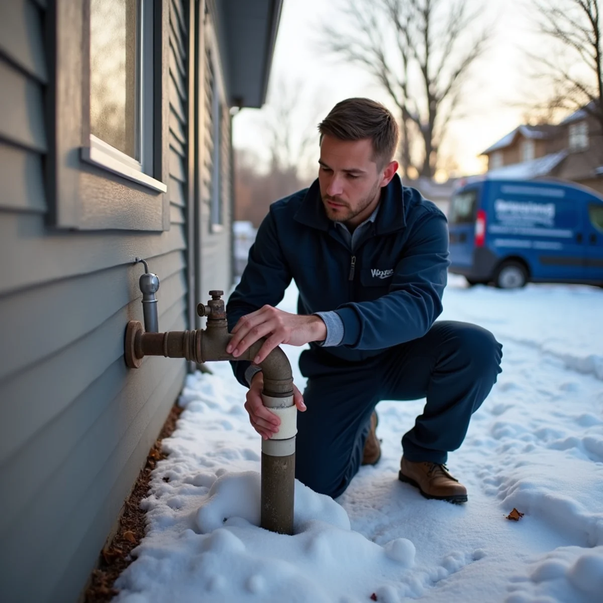 Homeowner insulating an outdoor spigot to winterize the plumbing of a Colorado Front Range home