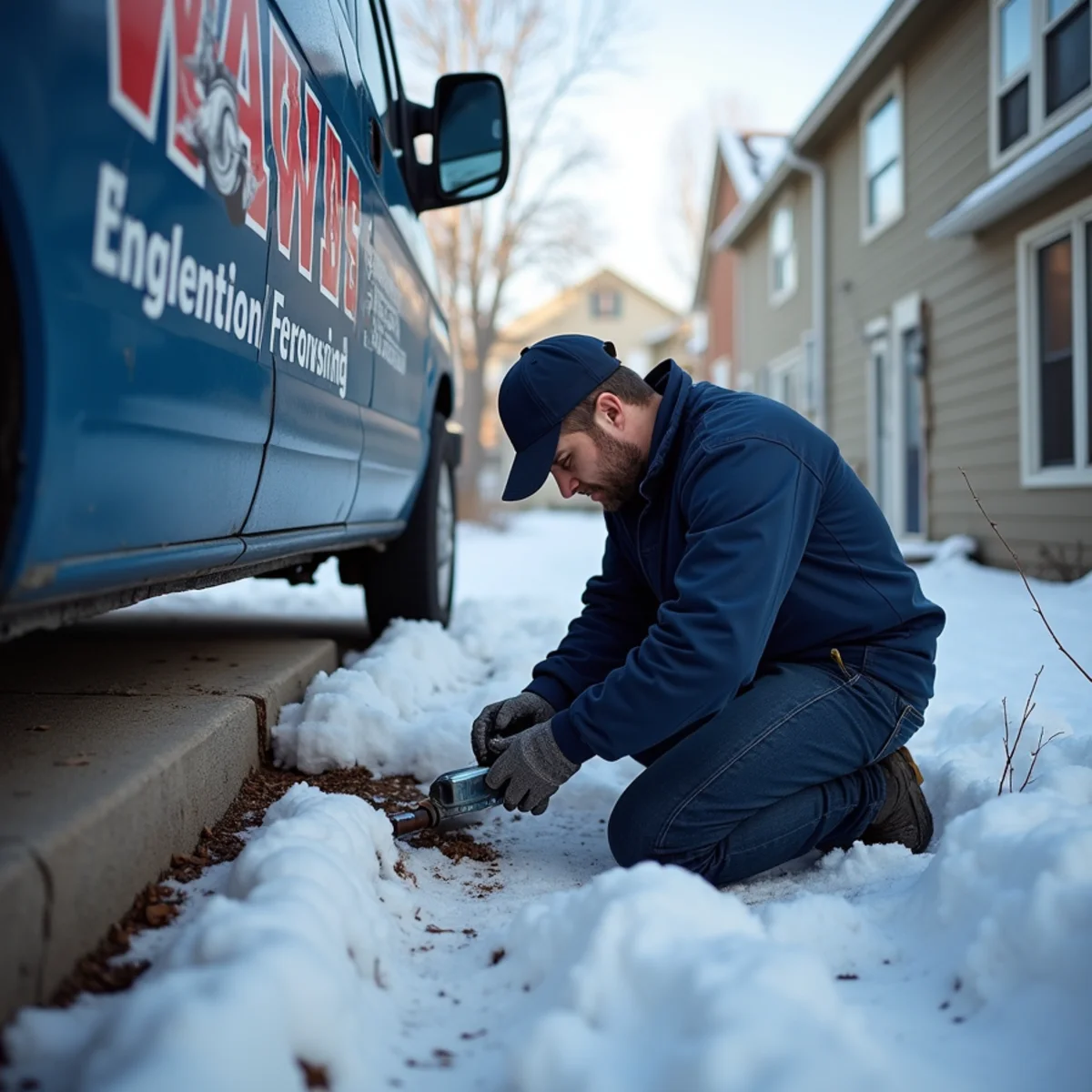 Licensed plumber repairing a frozen pipe at an Edgewater, CO home