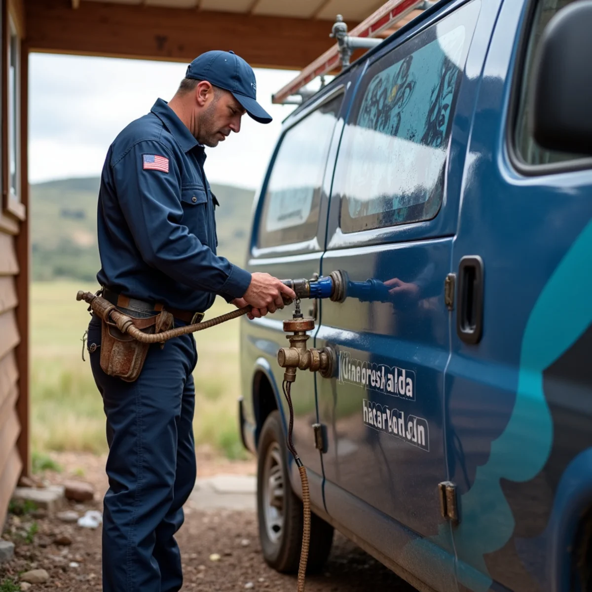 Licensed plumber servicing a well and backflow system at an Elizabeth, CO home