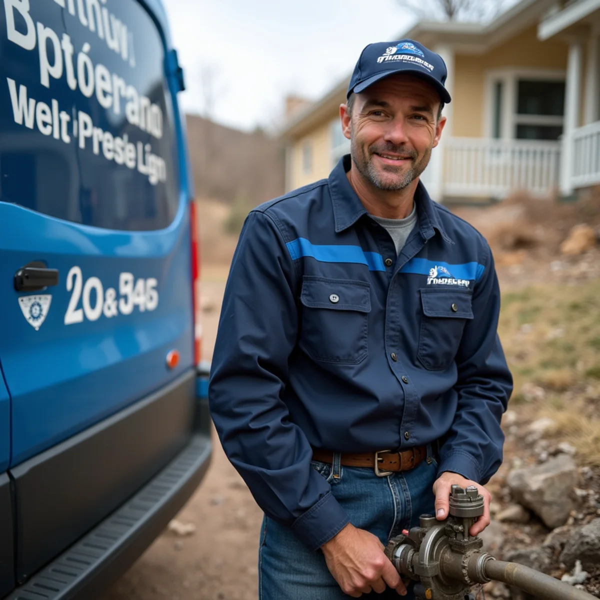 Licensed plumber servicing a well pressure system at a Sedalia, CO foothill home